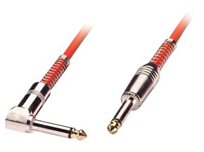 LINDY Guitar Lead - 1/4 Straight Jack to 1/4 Right Angled Jack, Red, 2m
