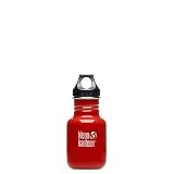 Klean Kanteen Stainless Steel 12 Ounce Water Botle with Loop Cap, Indicator Red