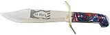 Bear & Son 14 3/4 Old Glory Mica Pearl Rush Bowie Knife with Leather Sheath
