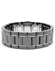 Ceramic Couture™ & Stainless Steel Panther Link Bracelet 08.50 Inch Black Cb135