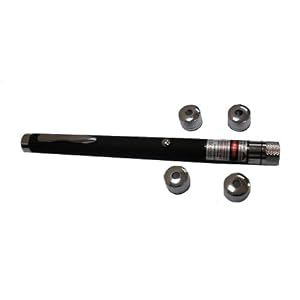 Green 50mW Pen Style Laser Pointer. Black Rubber Finish High Power Astronomy and Military Grade Green Laser Pointer
