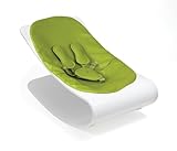Bloom Coco Plexistyle Baby Lounger with Seat Pad, White Frame, Pad Gala Green (Leatherette)