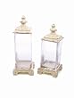 Set of 2 Country Bistro Clear Glass Canisters with Off-White Finial Lids 15"