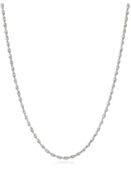 Duragold 14k White Gold Solid Diamond-Cut Rope Chain Necklace (1.5mm )