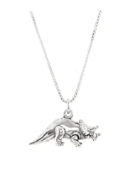 Sterling Silver Triceratops Dinosaur Charm with Box Chain Necklace