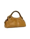 Buti Faux Wooden Handle Leather Satchel Bag Tan