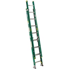 Werner D5916-2 225-Pound Duty Rating Fiberglass Flat D-Rung Extension Ladder, 16-Foot