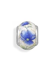 MMA Silver - Blue Flower Ceramic Bead