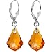 Sterling Silver Austrian Crystal Topaz (November) Baroque Dangle Earrings MADE WITH SWAROVSKI ELEMENTS