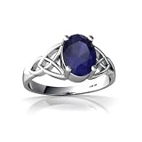 14K White Gold Oval Genuine Sapphire Celtic Trinity Ring