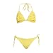 Ruffle Polka Dot Triangle Top & String Bikini Bottom Yellow