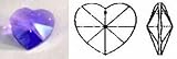 28mm Swarovski Strass Light Violet Heart Crystal Prisms #8781-28