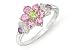 1 Carat Pink Tourmaline, Peridot, Amethyst and Diamond 14K White Gold Floral Ring
