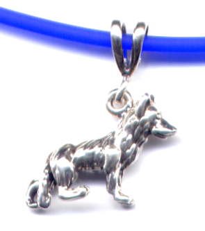 Childrens Toyshop  Sporting Goods : 18" Blue German Shepherd Necklace Sterling Silver Jewelry