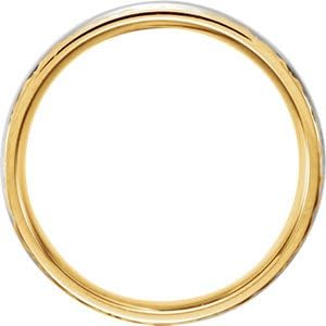 14K White Gold &Yellow Gold, Two-Tone 6mm Comfort-Fit Design Band, Size 05.00
