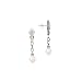 14K Yellow Gold and Sterling Silver White Topaz with Pearl Drop Earrings
