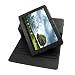 GTMax Black Premium Leather Multi-Angle Rotating Folio Cover Case with Built-in Stand for Asus TF201 10.1-Inch Eee Pad Transformer Prime Tablet