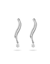 0.10 Cts Diamond Dangle Earrings in 18K White Gold