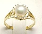 14k Cultured Pearl & Diamond Ring - Size 7.0 (Clearance Priced)