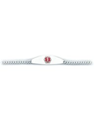 Sterling Silver Medical Alert ID Curb Chain Bracelet - Length 7 Inch