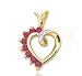 14k Yellow Gold 8 Round Ruby Pave Diamond Heart Pendant