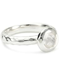 Zina Sterling Silver "Sahara Collection" Ripple Textured Rock Crystal Ring, Size 7