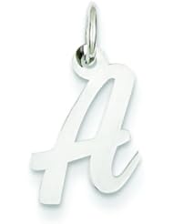 14K White Gold Small Script Initial Letter A Charm