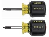 Klein 85155 Stubby Square-Recess Tip Cushion-Grip Screwdriver Set, 2-Piece
