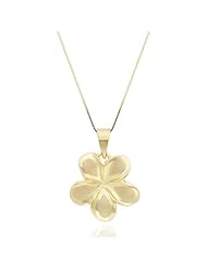 Plumeria Necklace Pendant in 14K Yellow Gold with Box Chain-15mm