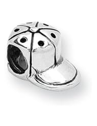 Ball Cap Charm in Silver for 3mm Charm Bracelets