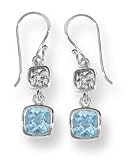Boma Swirled Light Blue Topaz Square Earrings