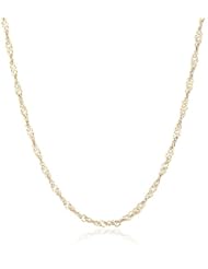 Jewelry: 18k Yellow Gold Italian 1.3mm Singapore Chain Necklace, 16" - IMD Trading Company, Inc.