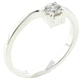 Sterling Silver Round Cut Cz Angle Promise Wedding Engagement Solitaire Ring