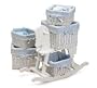 5 Piece Infant Girl or Boy Blue Gingham Basket Set For Baby Nursery Storage And Decor