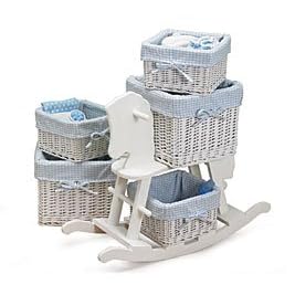5 Piece Infant Girl or Boy Blue Gingham Basket Set For Baby Nursery Storage And Decor from Nursery D�cor
