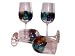 ArtisanStreet's Teal, Sapphire, Copper Hand Painted Wine Goblets. Also Feature a Touch of Sparkle. Set of 4 Wine Glasses. One of a Kind, Signed by Artisan.