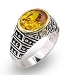 Women's Solitaire Topaz color Cubic Zirconia Two-Tone Ring, Size: 5-10 Sterling Silver .925