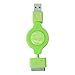 ReTrak Retractable iPod/iPhone/iPad USB Cable, Green (ETIPODUSBGN)