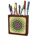 Houk Digital Abstraction Art - Fancy Kaleidoscopes - Magenta Flower with leafs - Tile Pen Holders-5 inch tile pen holder