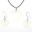 Opalite Trillion Shaped Pendant and Earrings Set - Pendant - 22mm, Earrings - 16mm - Adjustable Cord Necklace