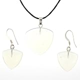 Opalite Trillion Shaped Pendant and Earrings Set - Pendant - 22mm, Earrings - 16mm - Adjustable Cord Necklace
