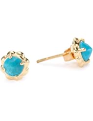 Katie Diamond "Minnie" Turquoise Center Flower Stud Earrings