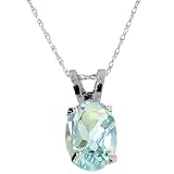0.925 STERLING SILVER NECKLACE WITH GENUINE AQUAMARINE