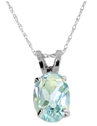 .925 Sterling Silver Pendant Necklace with Genuine Aquamarine
