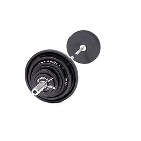 300 Pound Olympic Weight Set with Olympic Bar - Spring Collars - Black Weight Plates