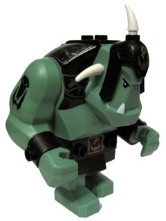 Troll (Sand Green, Black Armor) - LEGO Castle Minifigure