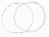 Italian Sterling Silver Link and Diamond Cut Anklet Set