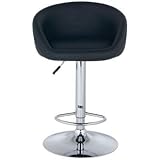 Tempo Black Leather Adjustable Height Bar or Counter Stool