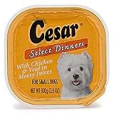 Cesar Select Dinners for Small Dogs with Chicken & Veal in Meaty Juices- net wt. 3.5 oz., case of 24