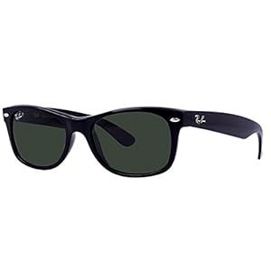 Ray-Ban RB2132 New Wayfarer Polarized Sunglasses,BlackFrame/Blackish green Polarized Lens,55 mm